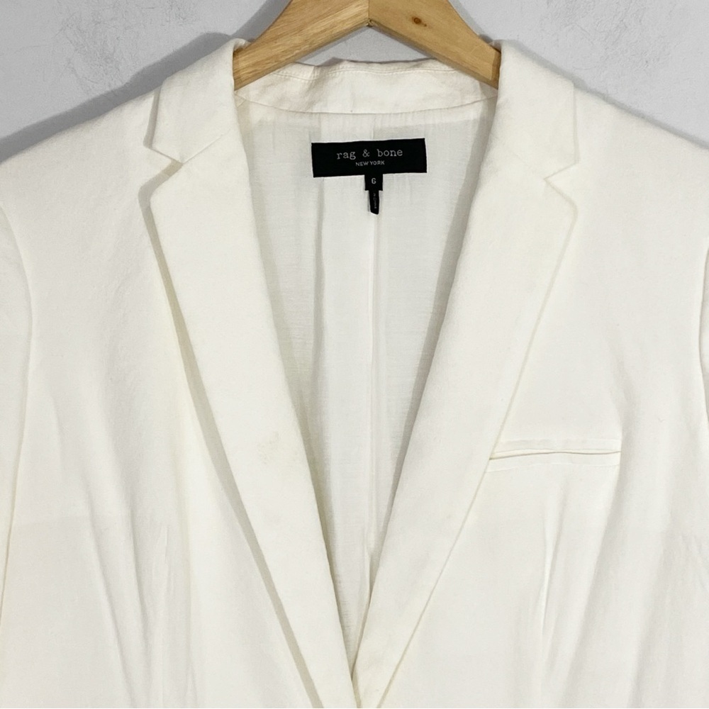 RAG & BONE Andre Linen Blend Blazer White - Picture 8 of 14
